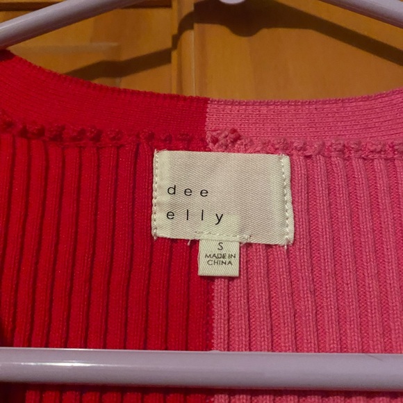 Colorblock Red and Pink Sweater Dress - Picture 3 of 3